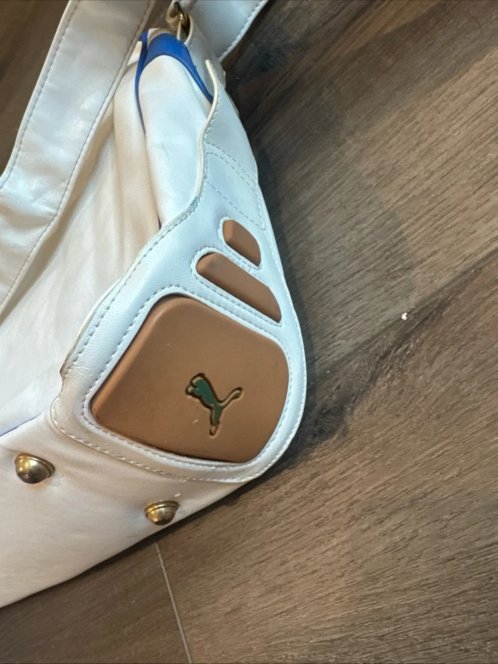 Vintage Puma White and Blue Shoulder Retro Bag